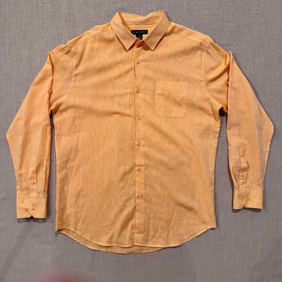 Bachrach Linen Blend Button Down Shirt Orange Long Sleeve Lightweight Casual XL - Picture 1 of 8